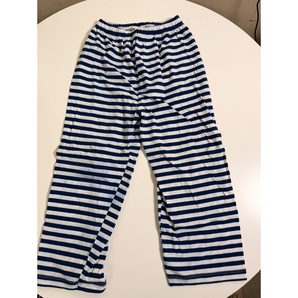 Unbranded Striped Pants Kids Size 6 Navy Blue Excellent Cotton Lounge Bottoms